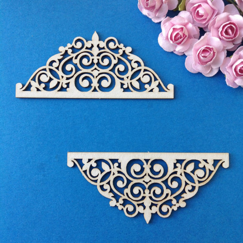 Dekorace 2 ks, 7,3 x 3,2 cm ,chipboard (COR 15)
