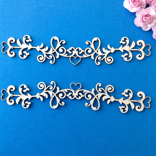 Dekorace 2 ks, 13 x 2,6 cm ,chipboard