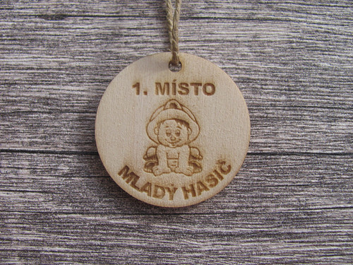 Vyřezávaná medaile 5 cm "Mladý hasič"