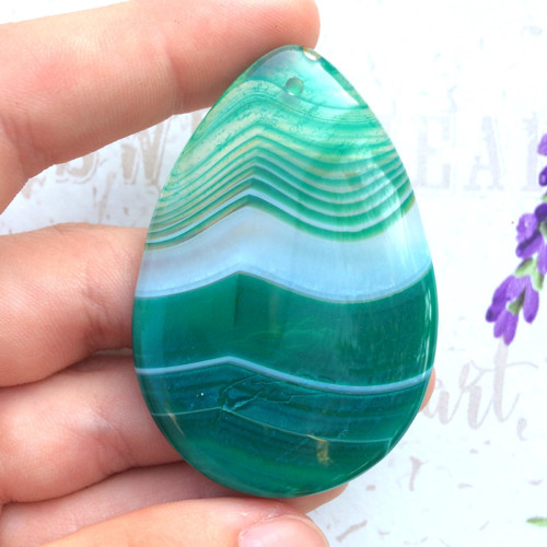 Achát kabošon slza (54x36x3 mm, 90,45 Ct)