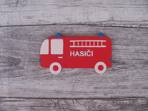 Dřevěné hasičské auto 8x12 cm