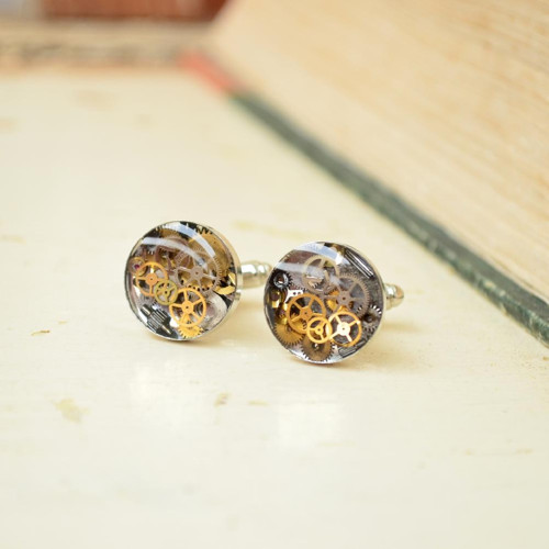 Manžetové Knoflíčky -Steampunk - Čiré Ii — foto 1