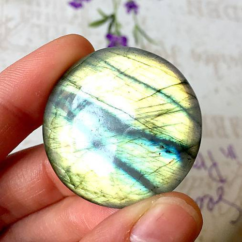 Labradorit kabošon kruh (36x5mm, 80,8 Ct., L004)