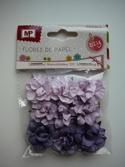 Samolepicí papírové kytičky - 3,5 cm - 9 ks