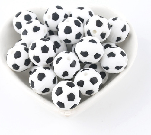 Silikonové korálky FOTBAL Ø15mm (1ks) - black
