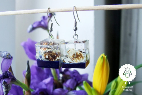 Ocelové náušnice - „křepelky – elegantní modrá“ — foto 1