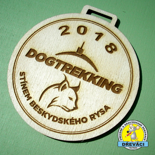 Dřevěné MEDAILE "PSÍ ZÁVODY- DOGTREKKING 2018"...