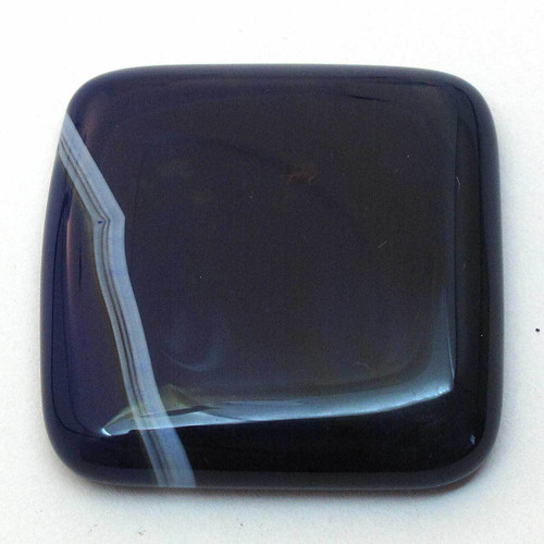 Kabošon modrý pruhovaný achát čtverec 33mm