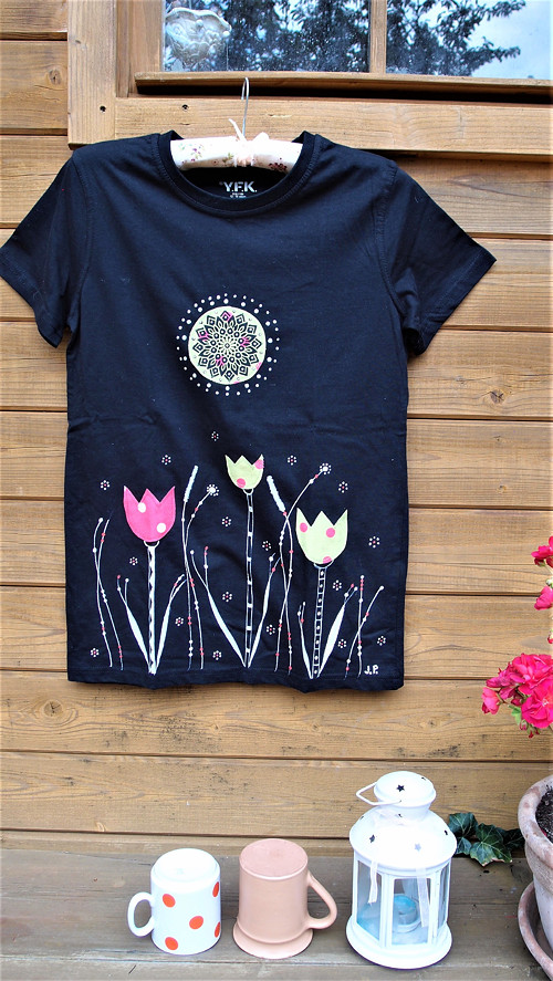 MANDALA A TULIPÁNY (158/164) - dívčí tričko — foto 1