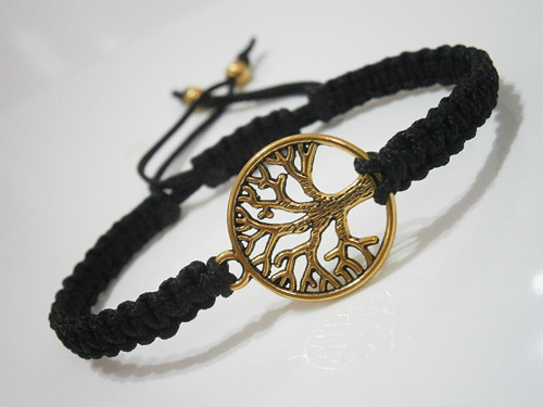 "Strom života" - černý náramek (macramé) - Unisex — foto 1
