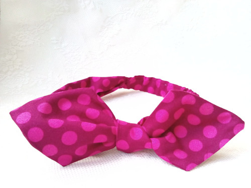 Pin Up headband on elastic (fuchsia/pink dots)