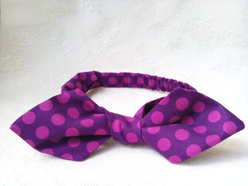 Pin Up headband on elastic (violet/fuchsia dots)