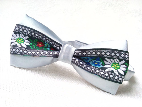 Slovak folklore bow tie (grey/black)