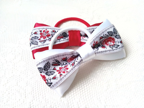 Slovak folklore hair bows (red & white)