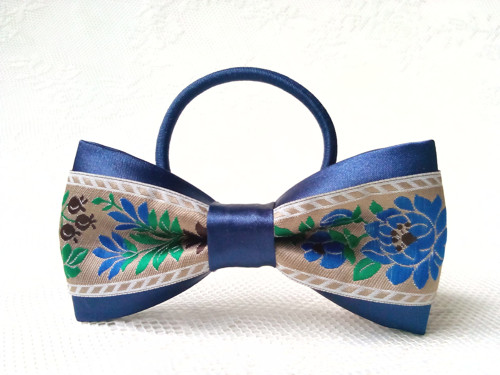 Slovak folklore hair bow (royal blue/brown)