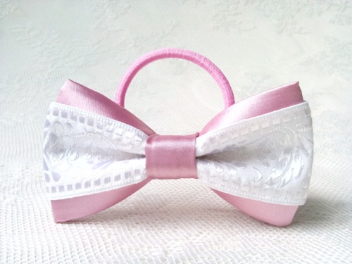 Slovak folklore hair bow (pink/white)