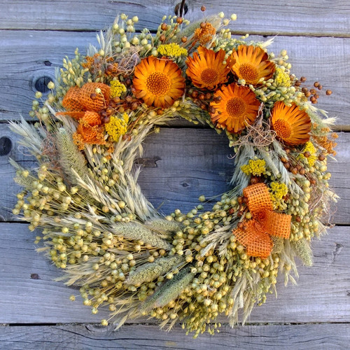 Věneček celoroční - 5x oranžová protea — foto 1