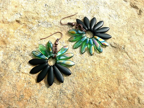 Naušnice : " Marguaritas - black 'n green " — foto 1