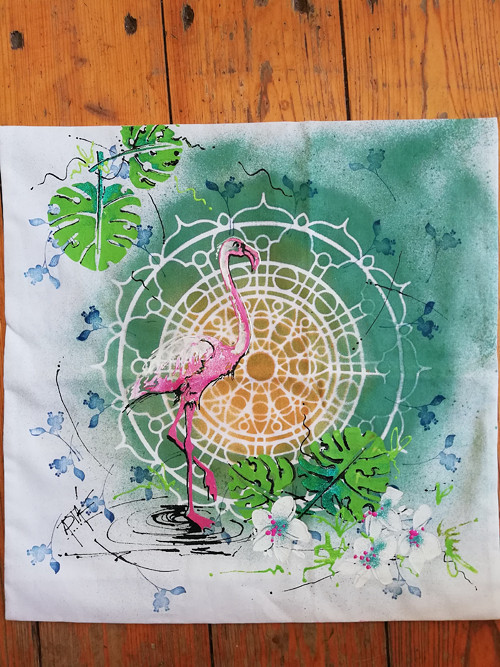 Polčtář s plameňákem, 38x42 cm — foto 1