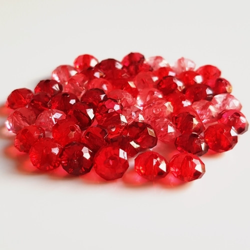 Plastové korálky slavík, červená, 6x8mm (20g)