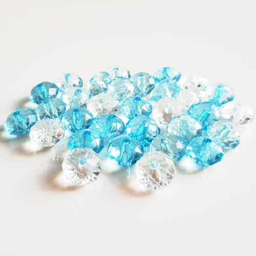 Plastové korálky slavík, azurová, 6x10mm (20g)