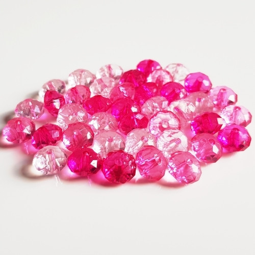 Plastové korálky slavík, růžová, 6x10mm (20g)