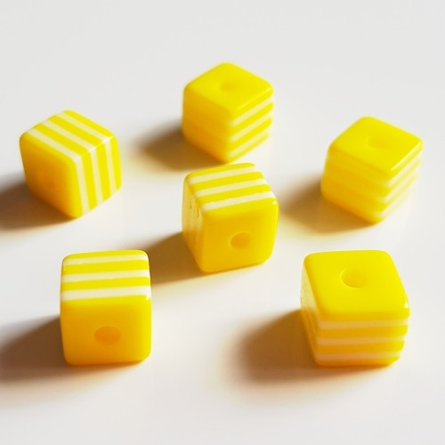 Kostky s pruhem, žlutá, 7x8x8 mm (6ks)
