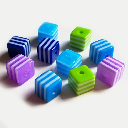 Kostky s pruhem, mix 1, 7x8x8 mm (10ks)
