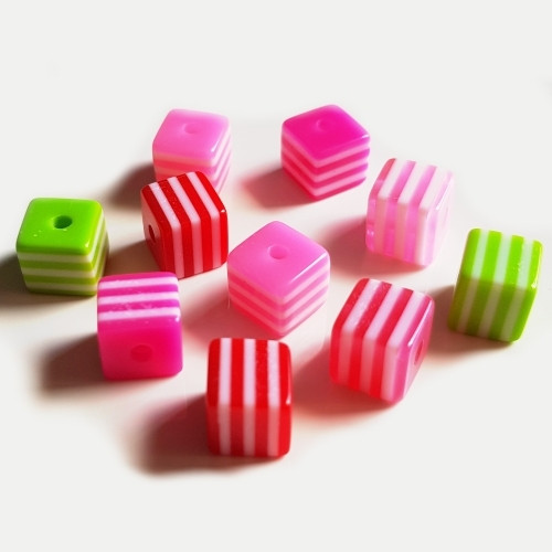 Kostky s pruhem, mix 2, 7x8x8 mm (10ks)