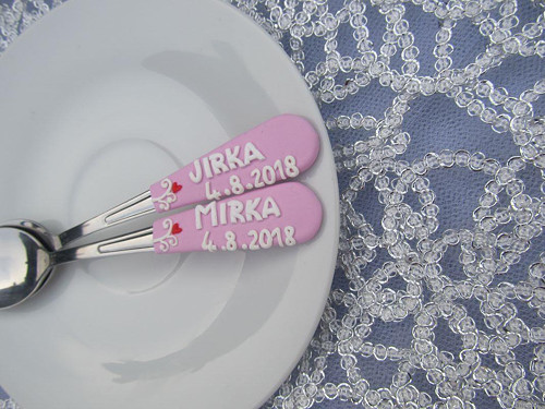 Svatební lžička na dort - 1 ks