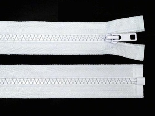 80cm - 5mm KOSTĚNÝ - DĚLITELNÝ zip - bílá