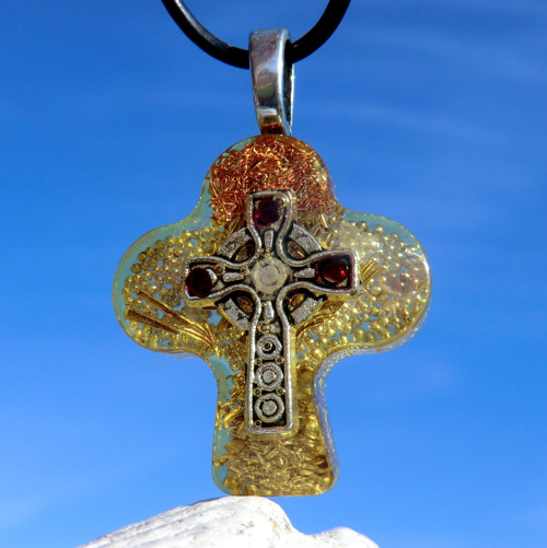 Keltský kříž s granáty* Citrín * Ochranný talisman — foto 1