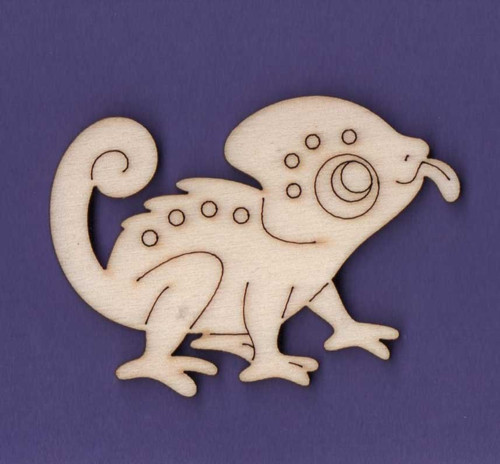 Dřevěný výřez, chameleon, 6 x 4,2 cm