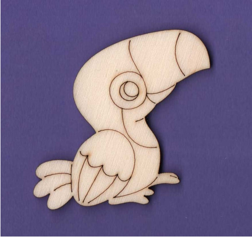Dřevěný výřez, tukan, 5,25 x 6,3 cm