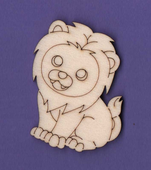 Dřevěný výřez, lvíček, lev, 5,1 x 3,7 cm