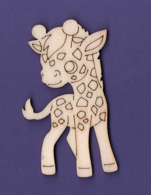 Dřevěný výřez, žirafa, 3,8 x 6,9 cm