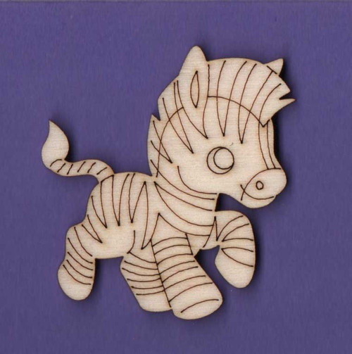 Dřevěný výřez, zebra, 5 x 4,55 cm