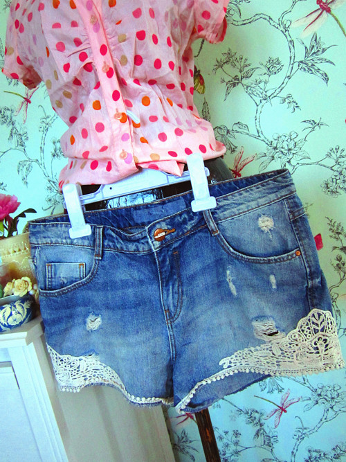 Kraťásky jeans shabby chic — foto 1