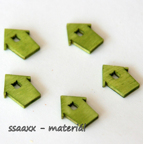 Dřevěný domeček ~ 1,5x2 cm ~ zelený