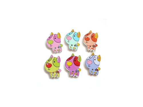 Dřevěný knoflík pejsek mix 24x18 mm 4ks