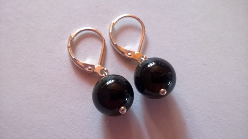 Náušnice: obsidián černý + stříbro — foto 1