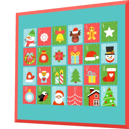 Bavlněný panel - ADVENTNÍ KALENDÁŘ 35 X 35 CM