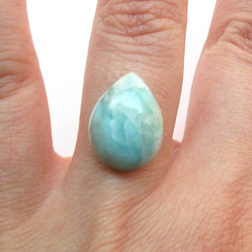 Kabošon larimar kapka 16,1mm — foto 1