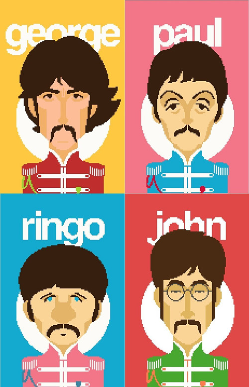 4 předlohy na vyšívání - BEATLES