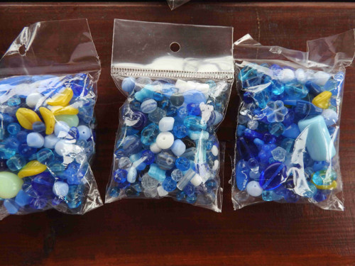 Korálky ramš 2. jakost 100 g modrý mix č.3