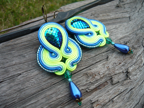 Soutache náušnice Fresh Lagoon...NEON — foto 1