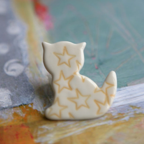 Hvězda... Kočka (porcelánová brož) — foto 1