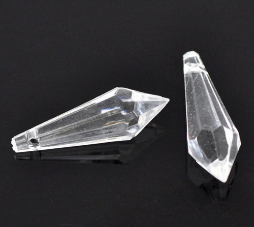 Akrylové korálky kapky/ čiré/ 31x10mm/ 6ks