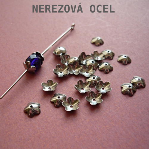 Ozdobné kaplíky NEREZOVÁ OCEL 6 mm / 10 ks