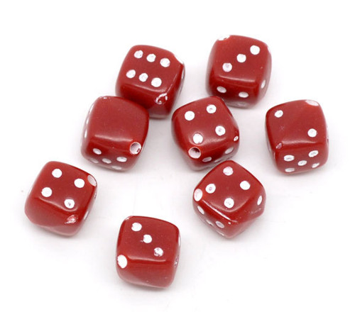 Akrylové kostky červené 8,5mm/ 10ks